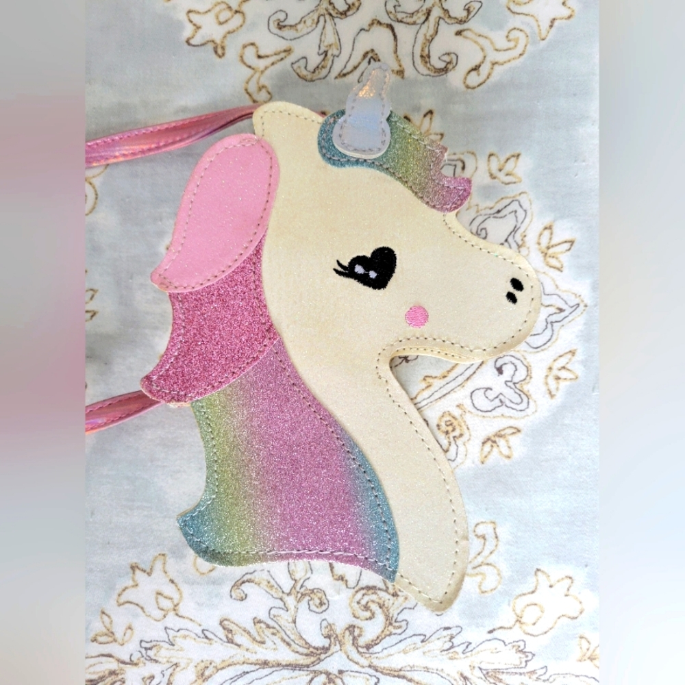 EUC. Cappelli New York Sparkly Mini Unicorn Crossbody Purse/Bag.